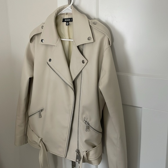 Missguided cream leather jacket - Picture 3 of 8